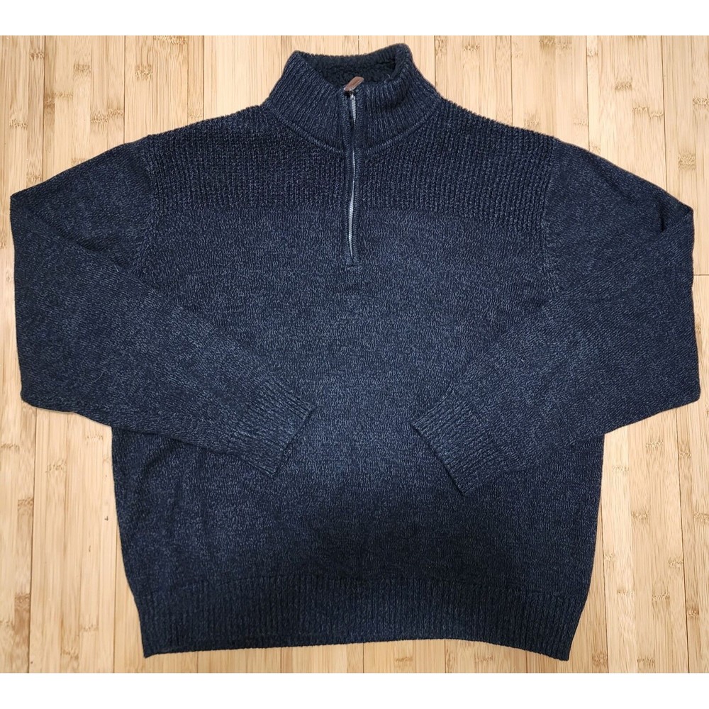 Coleman The Outdoor Company Men Black Knit Woven Sweater 1/4 Quarter Zip 2XL XXL